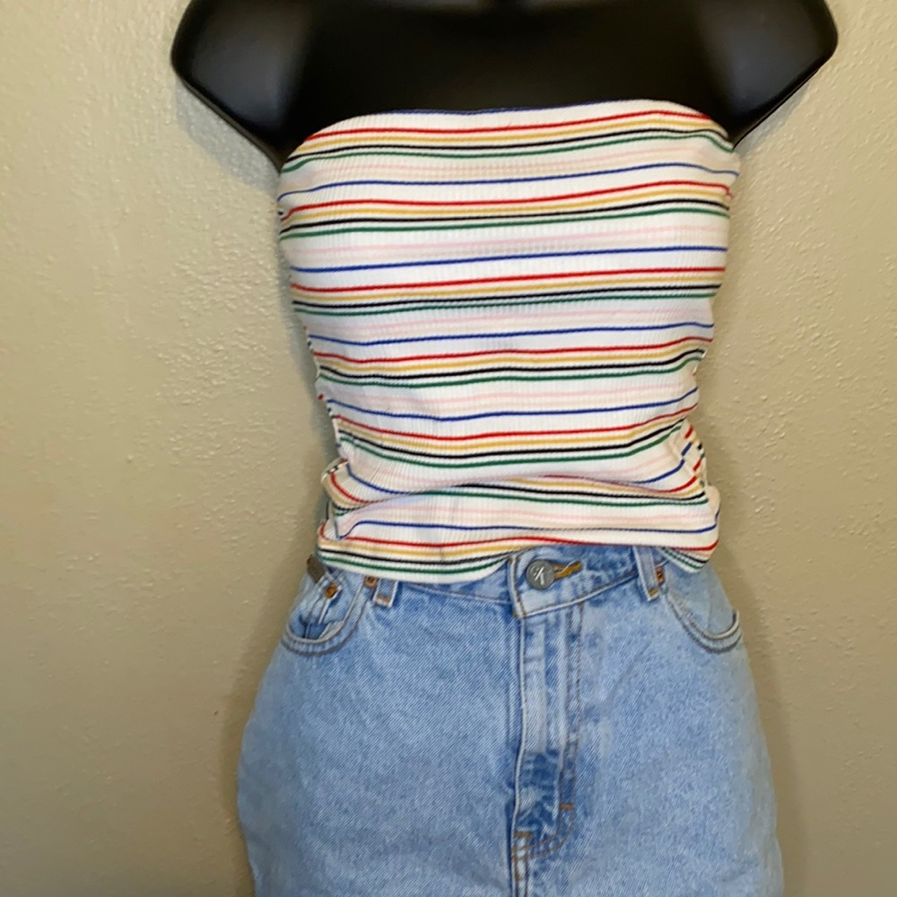 Multicolor striped crop top